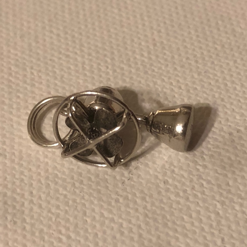 Starting Silver movable fan charm antique
